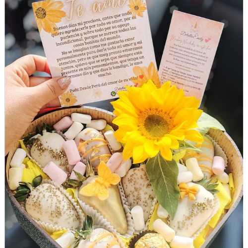 Caja Corazón "Amanecer de Girasoles"